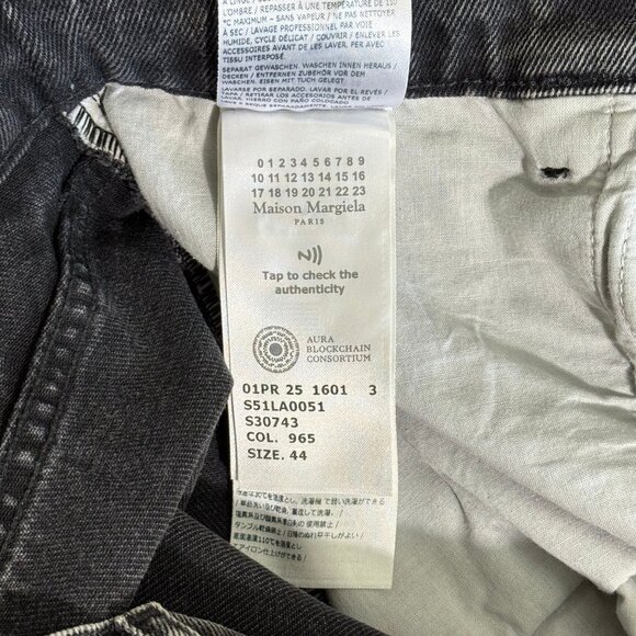 Maison Margiela Ripped Side Slit Cutout Slash Black Denim Jeans size IT 44 US 8 - Picture 8 of 9